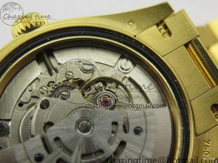 MiroTime 0408 Versatile Daydate 278288 31mm YG EWF Best Edition Green Malachite Dial Crystal Markers on YG President Bracelet ETA 2606